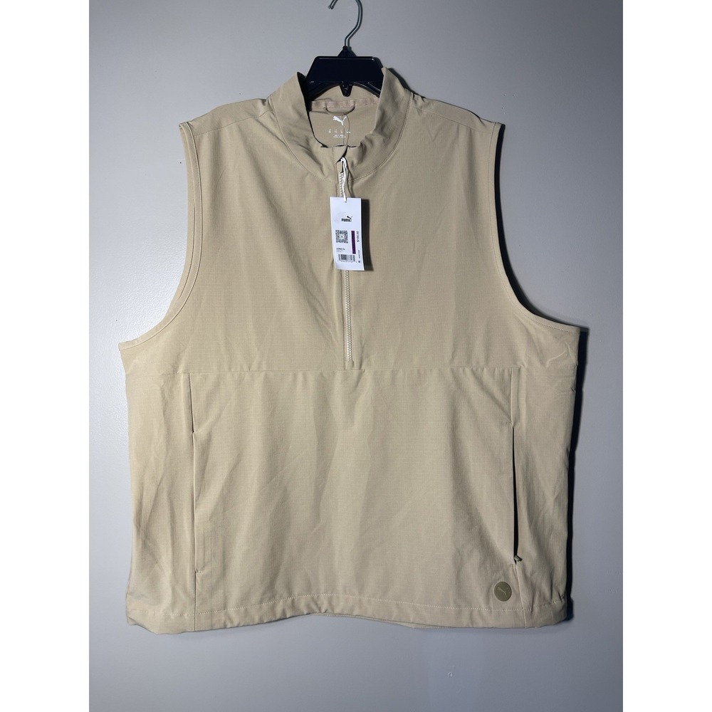 Puma Men's Ripguard Golf Vest Half Zip Color Prairie Tan Size 2XL NWT $100